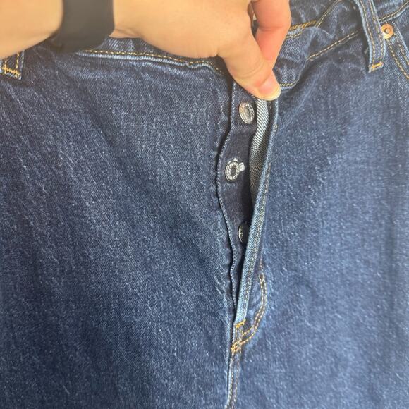 Levi’s Wedgie Straight Dark Wash High Waisted Button Fly Ankle Jeans Size 26W - Picture 3 of 7
